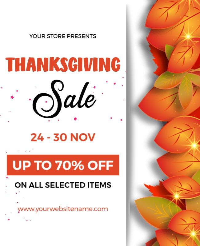 Autumn Leaves Thanksgiving Sale Discount Poster Template