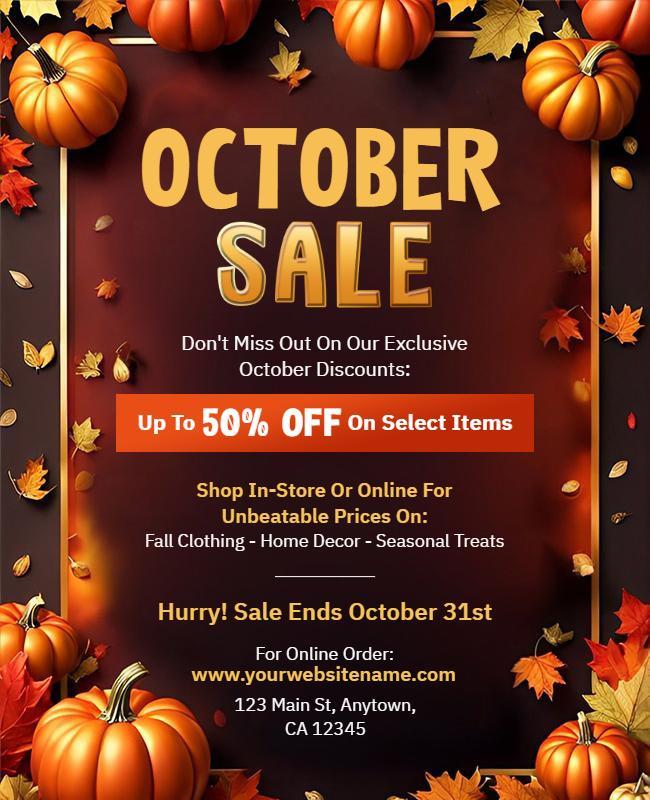 Autumn October Sale Promotional Flyer Template