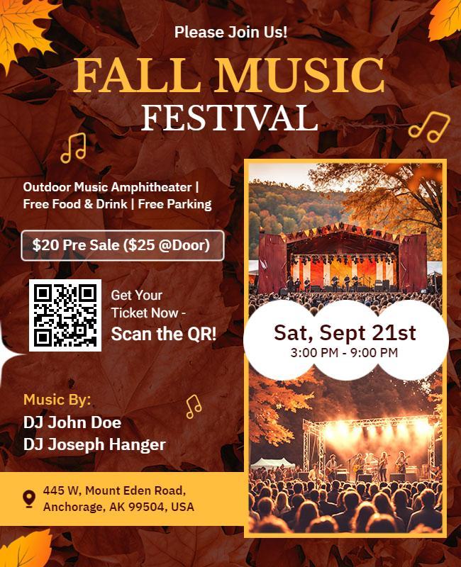 Autumn Outdoor Music Festival Flyer Template