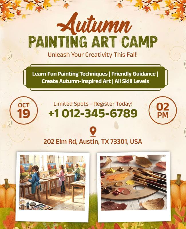 Autumn Painting Art Camp Event Flyer Template