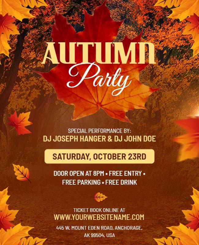 Autumn Party with Live Dj Performance Flyer Template