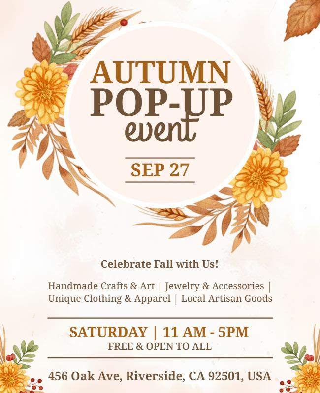 Autumn Pop-up Craft Fair Event Flyer Template