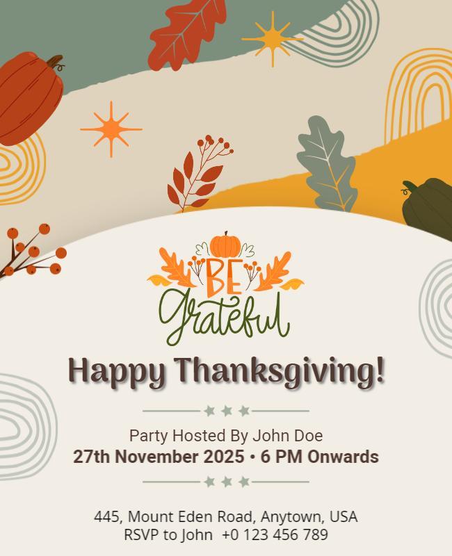 Autumn Rustic Thanksgiving Celebration Poster Template
