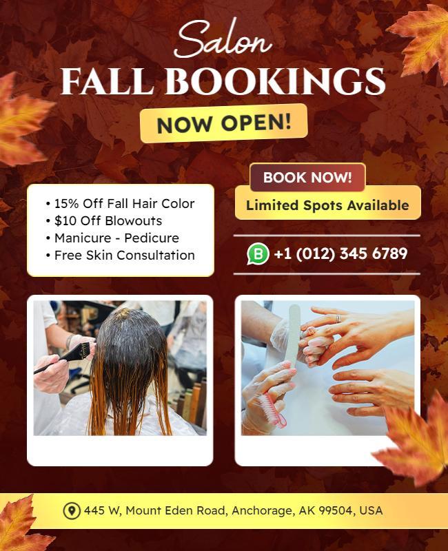 Autumn Salon Beauty Services Promotion Flyer Template