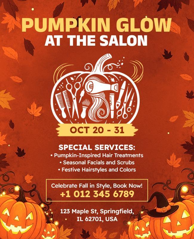 Autumn Salon Pumpkin Glow Event Flyer Template
