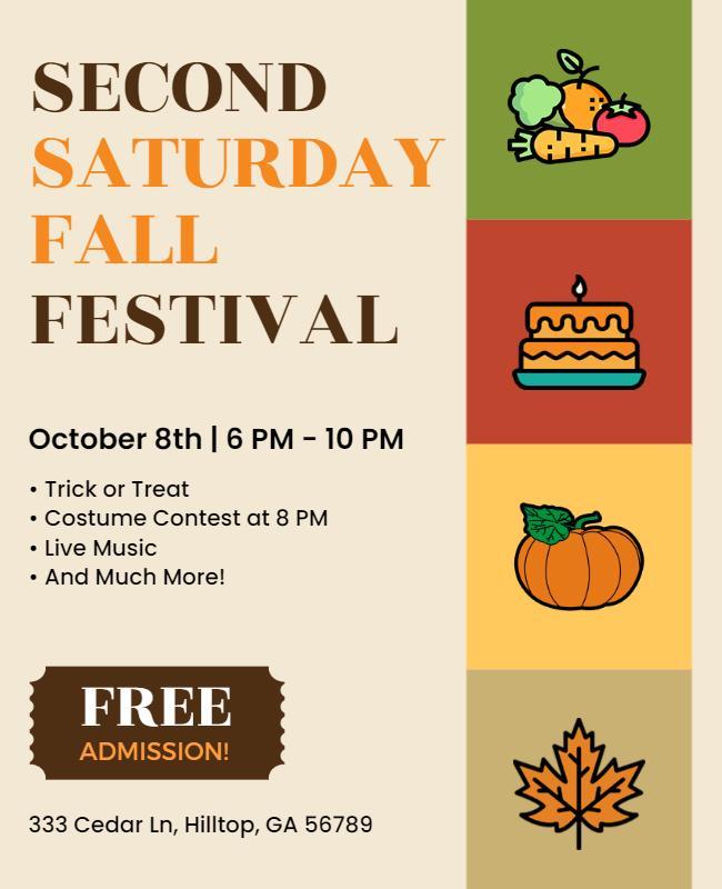 Autumn Second Saturday Fall Festival Flyer Template