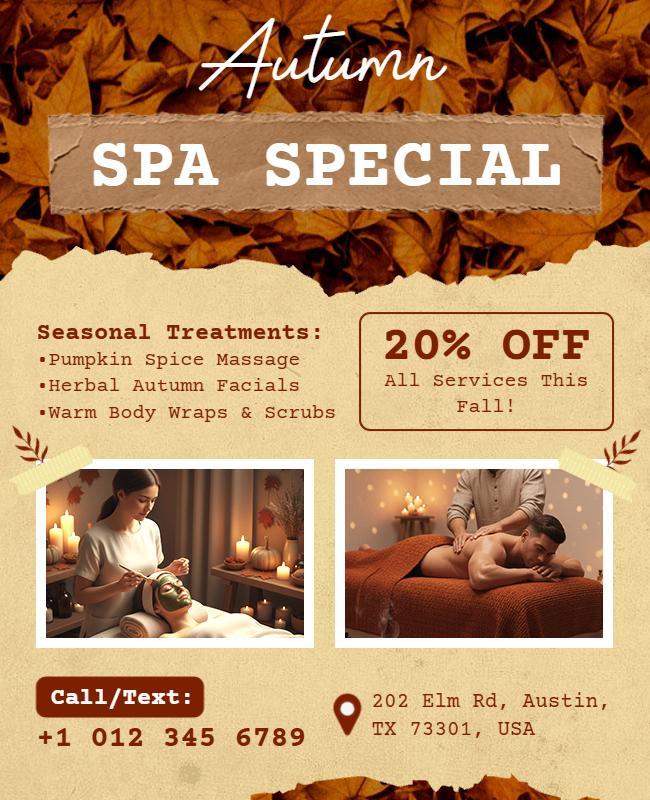 Autumn Spa Special Discount Flyer Template
