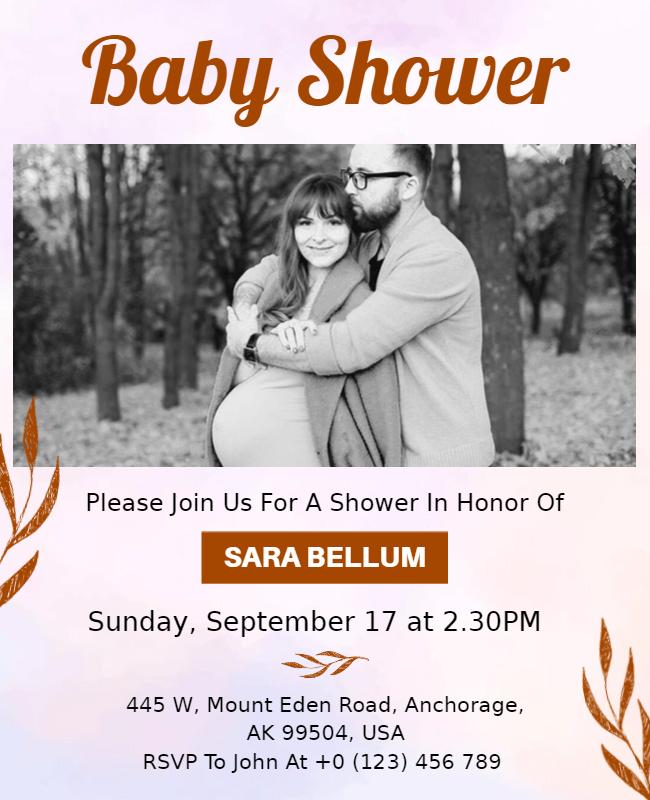 Autumn Themed Baby Shower Invitation Flyer Template