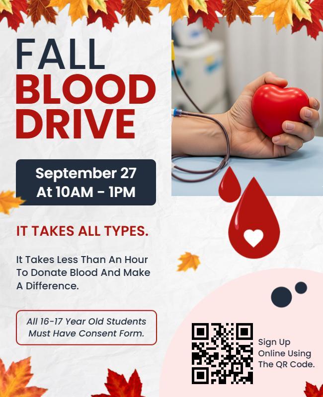 Autumn-Themed Charity Blood Donation Drive Flyer Template