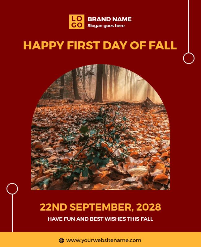 Autumn Themed First Day of Fall Celebration Poster Template