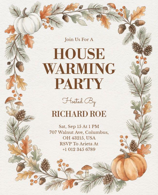 Autumn Themed Housewarming Party Flyer Template
