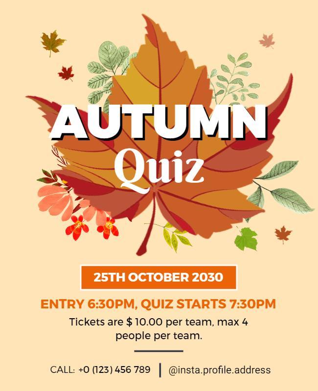 Autumn Themed Quiz Night Flyer Template