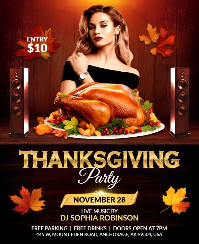 Autumn-Themed Thanksgiving Party Flyer Template