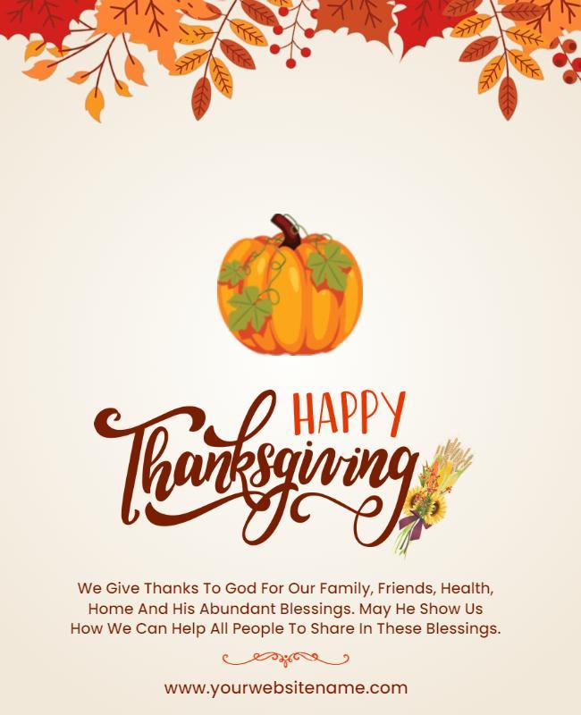 Autumn-Themed Warm Thanksgiving Celebration Poster Template