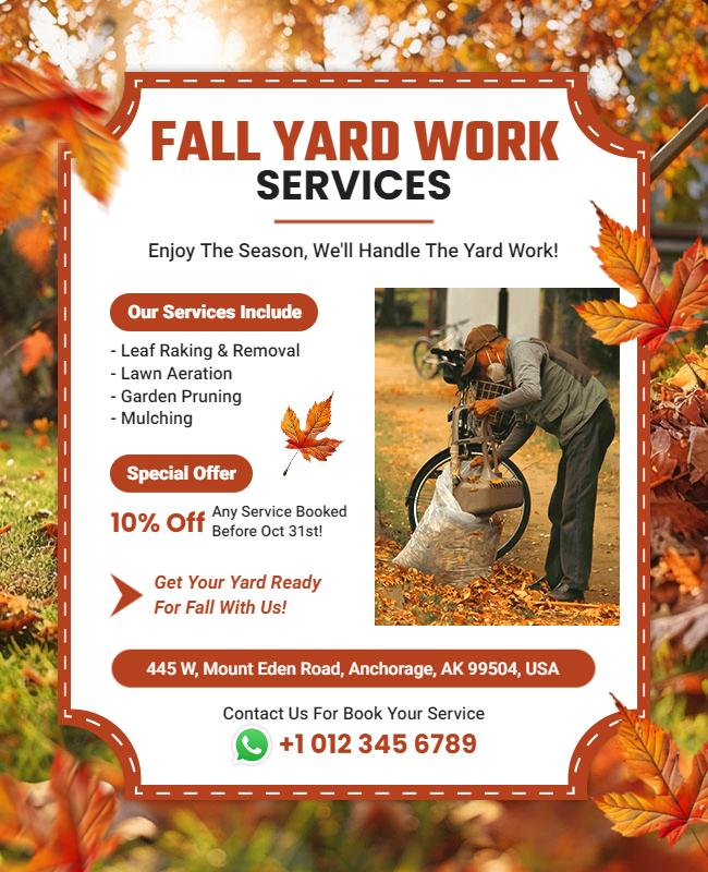 Autumn Yard Cleanup Services Flyer Template