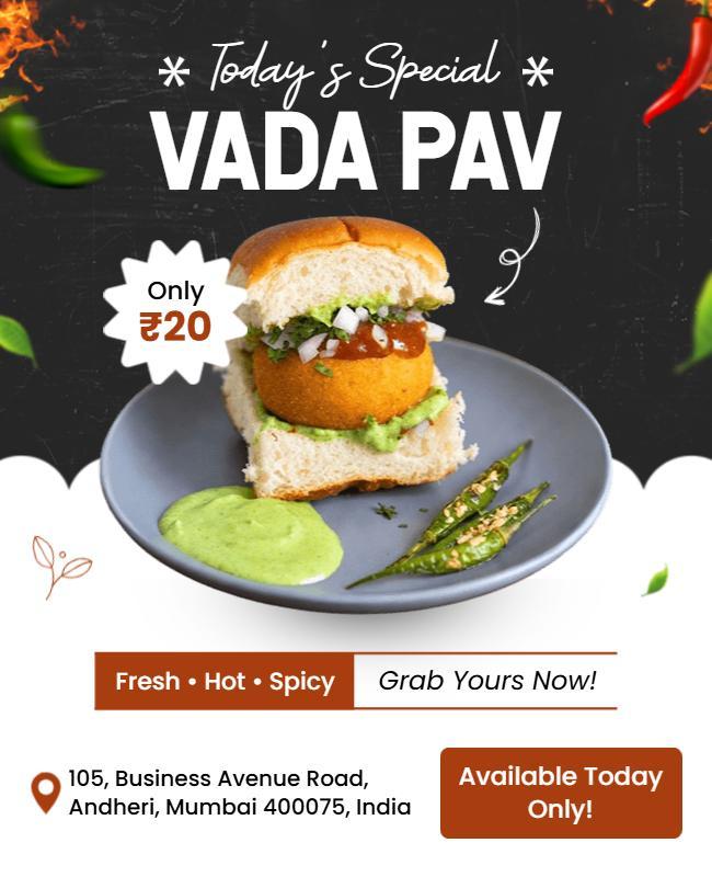 Available Today Vada Pav Special Offer Poster Template