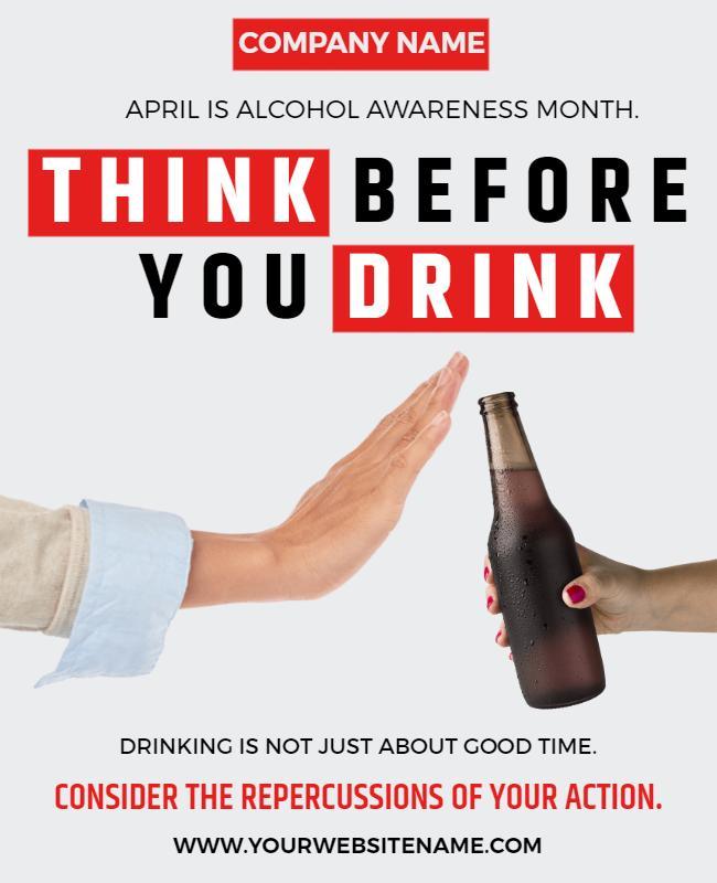Awareness Bold Red Alcohol Responsibility Poster Template