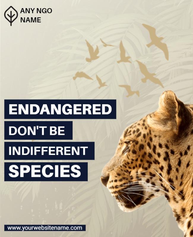 Awareness Brown Endangered Species Conservation Poster Template