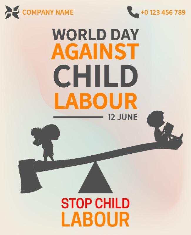 Awareness Campaign for World Day Against Child Labour Poster Template
