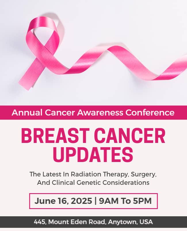 Awareness Pink Ribbon Breast Cancer Updates Conference Poster Template