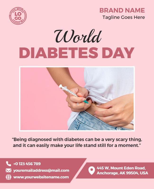 Awareness Pink World Diabetes Day Health Poster Template