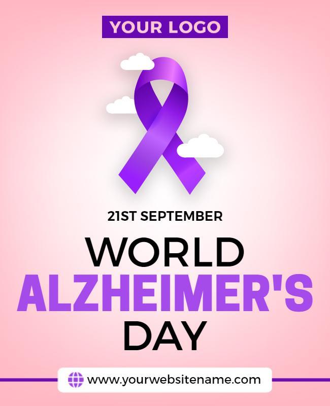 Awareness Purple Ribbon World Alzheimer's Day Poster Template