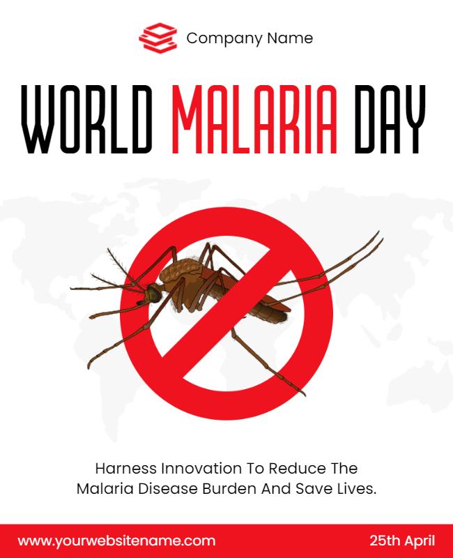 Awareness Red Anti-Malaria Campaign Poster Template