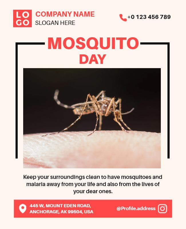 Awareness Red Mosquito Day Prevention Education Poster Template