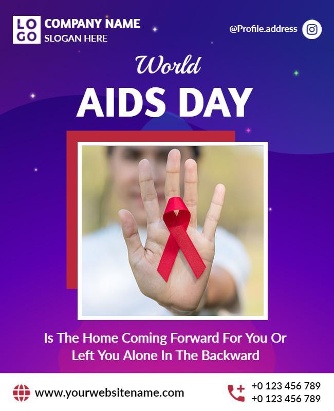 Awareness Red Ribbon for World AIDS Day Poster Template