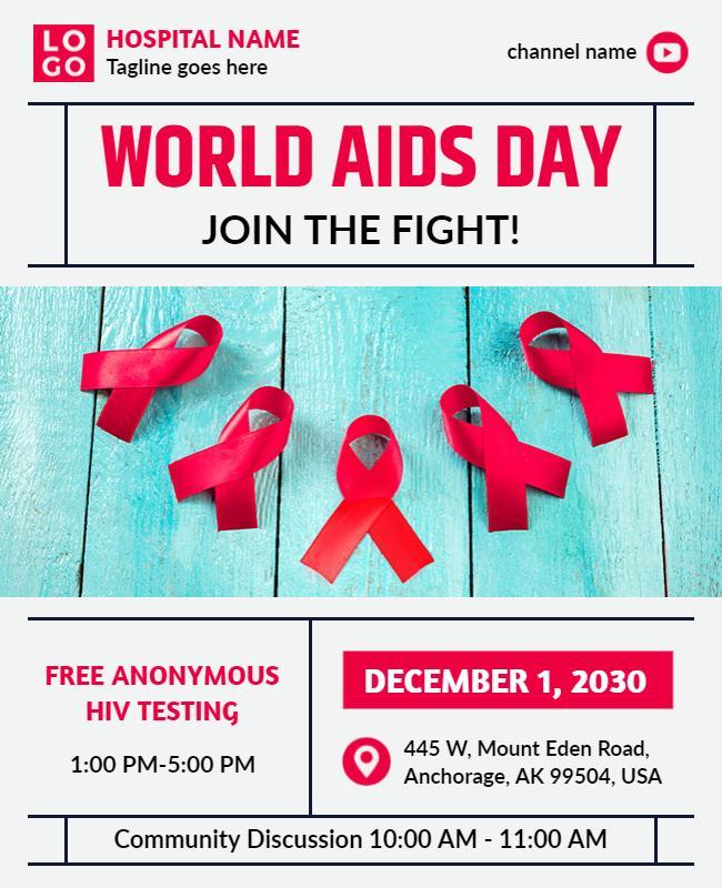 Awareness Red Ribbon World AIDS Day Event Poster Template