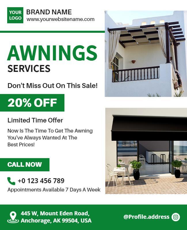 Awnings Services Promotional Discount Flyer Template