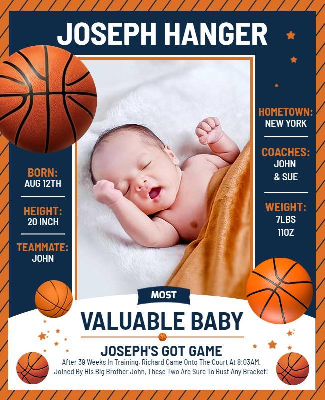 Baby Announcement Sports Theme Flyer Template