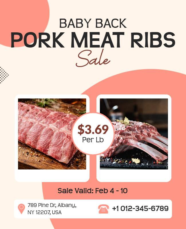Baby Back Pork Meat Ribs Sale Flyer Template