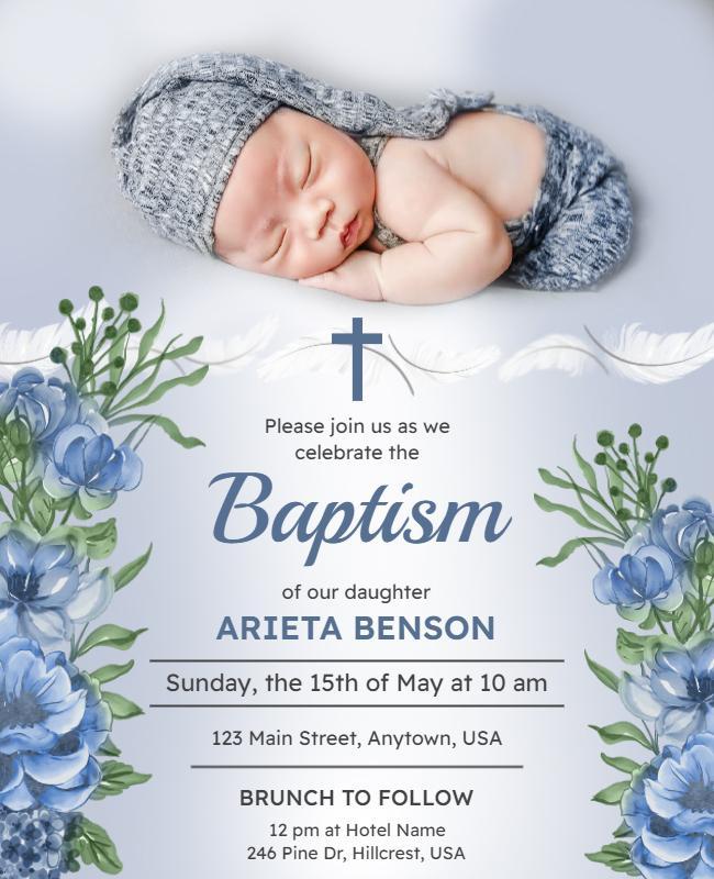 Baby Baptism Celebration Invitation Flyer Template