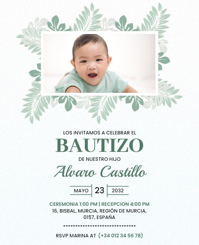 Charming Green Floral Baby Baptism Celebration Flyer Template