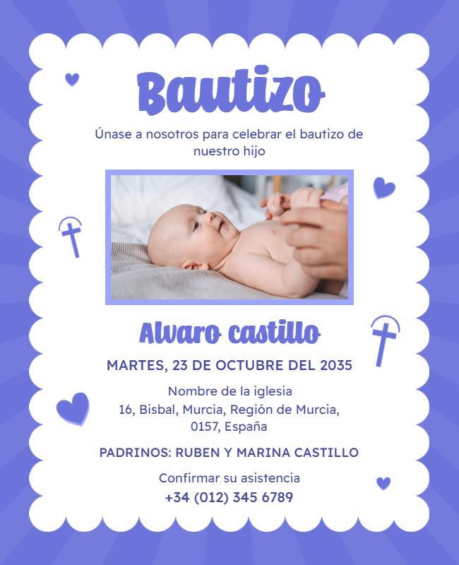 Charming Blue Baptism Celebration Invitation Flyer Template