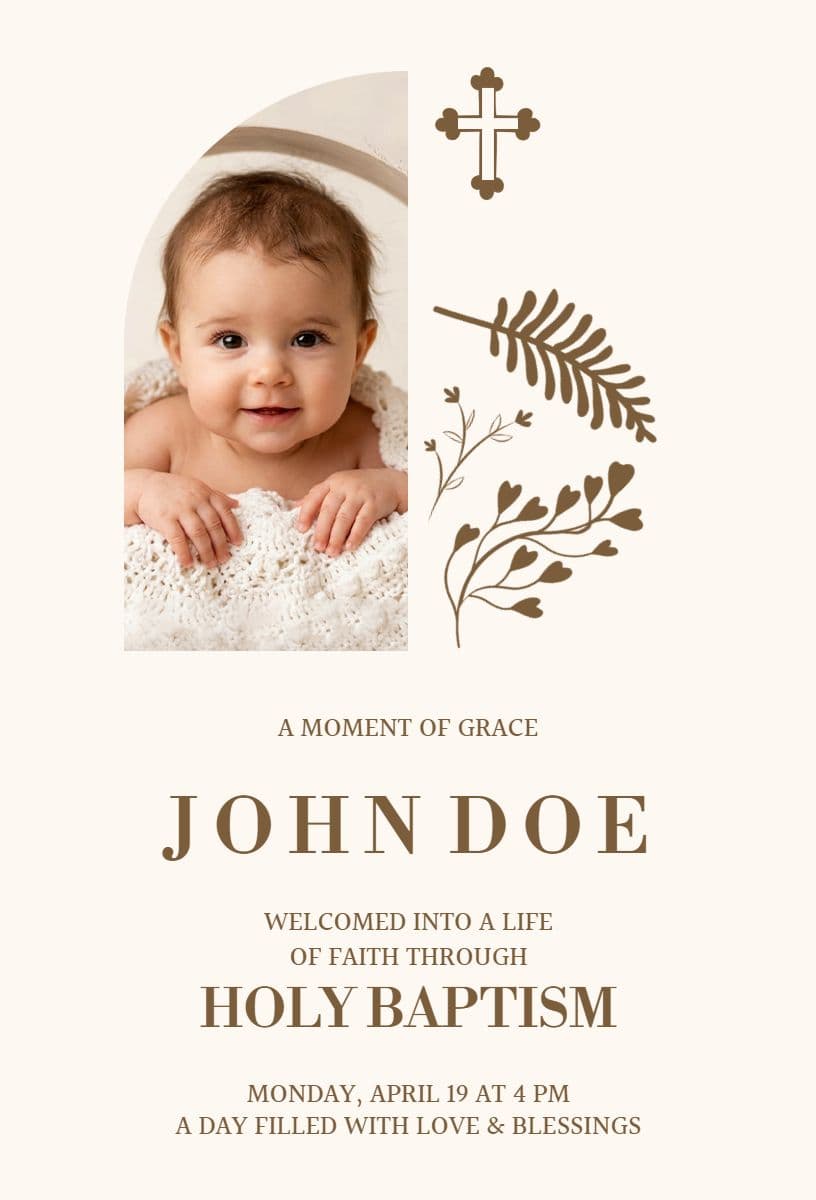 Baby Baptism Ceremony Announcement Template