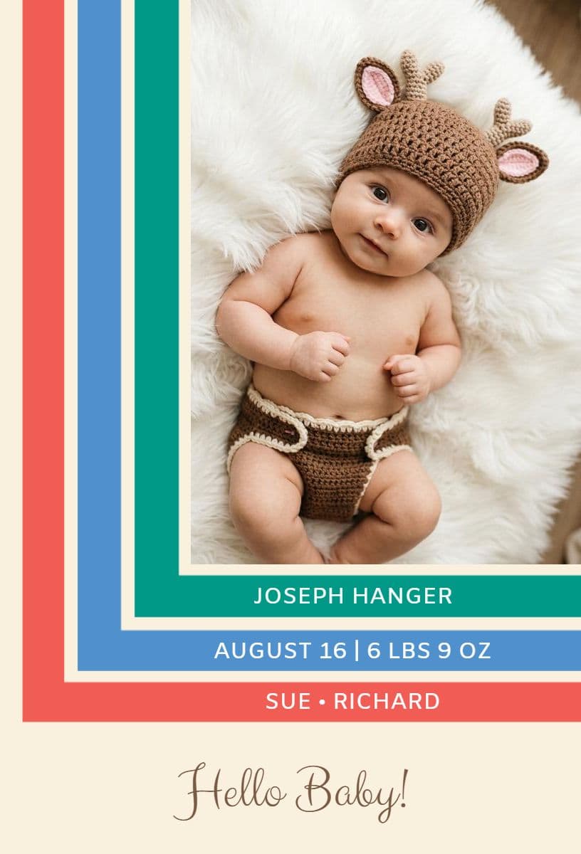 Baby Birth Details Announcement Template