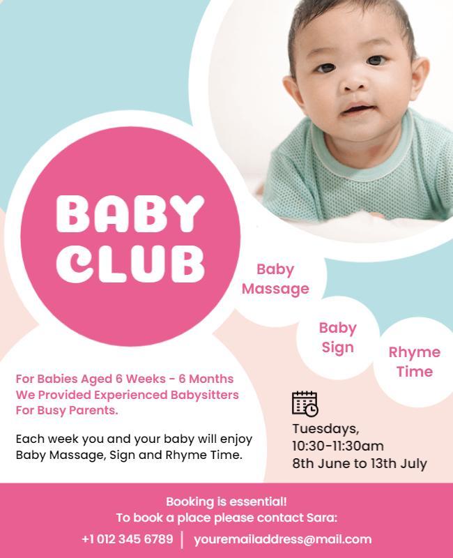 Baby Club Weekly Activities Flyer Template