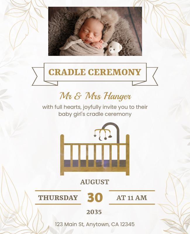 Delicate Floral Theme Baby Cradle Ceremony Flyer Template