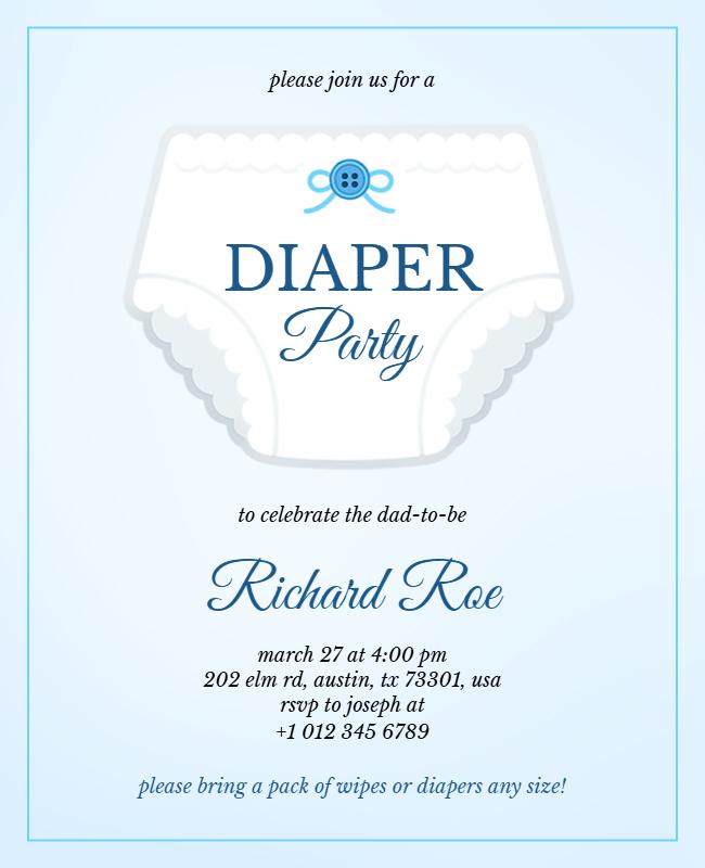 Baby Diaper Party Invitation Flyer Template