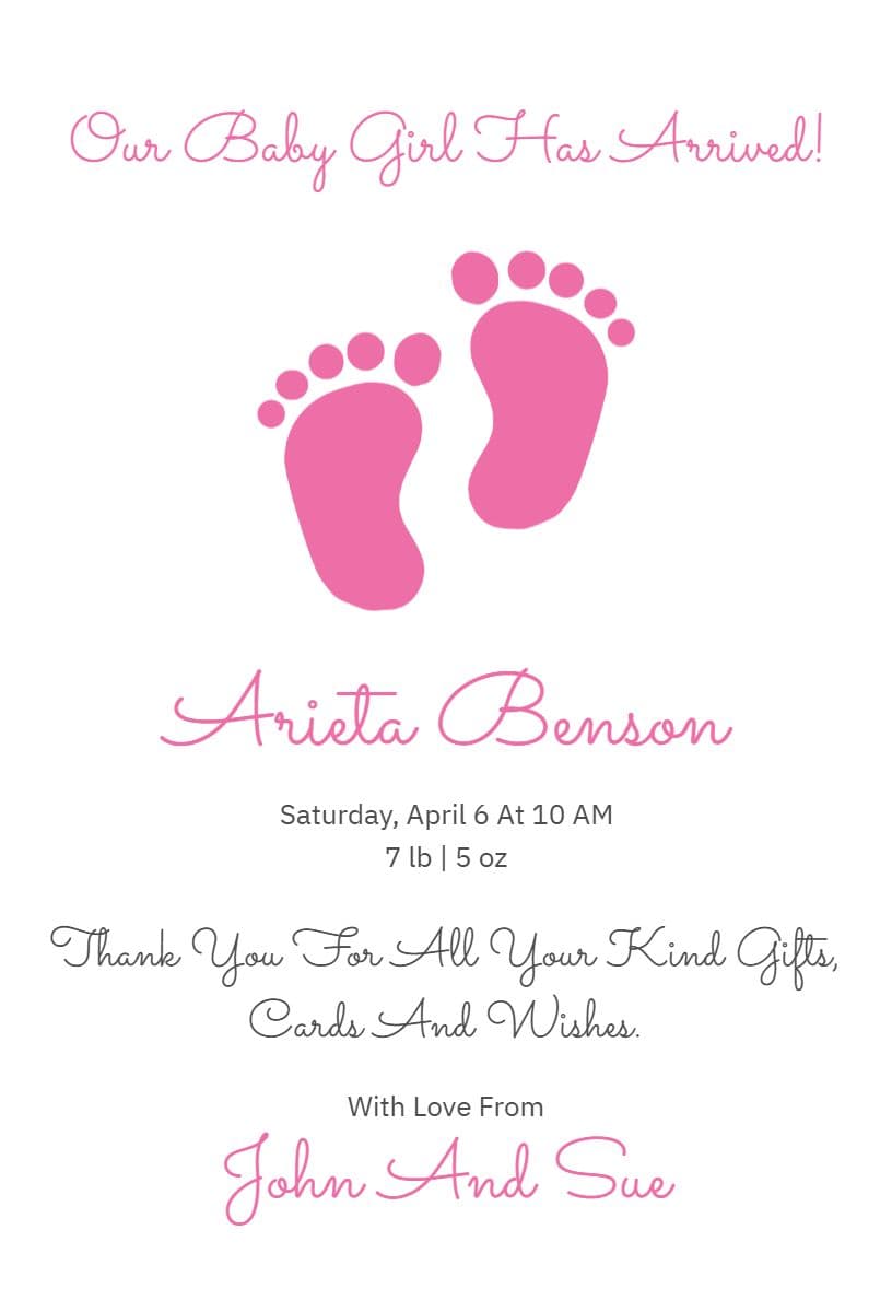 Baby Girl Birth Announcement Template