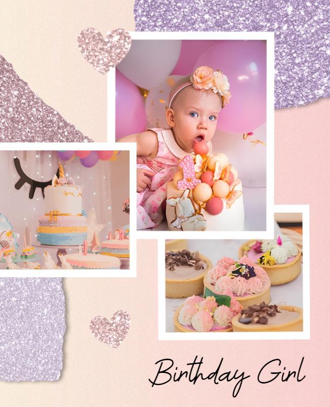 Baby Girl Birthday Celebration Flyer Template