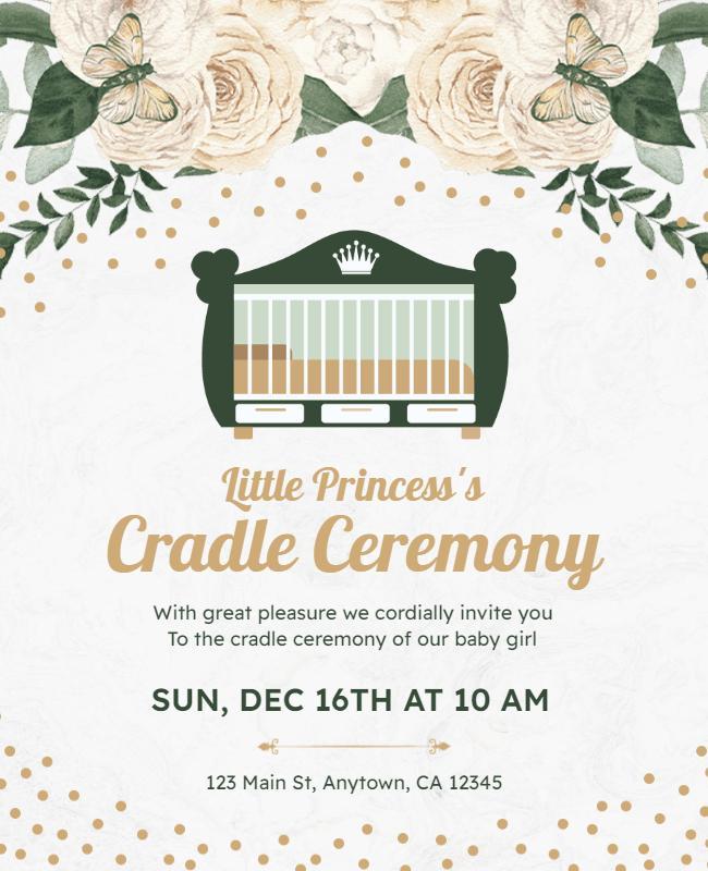 Charming Floral Baby Cradle Ceremony Invitation Flyer Template