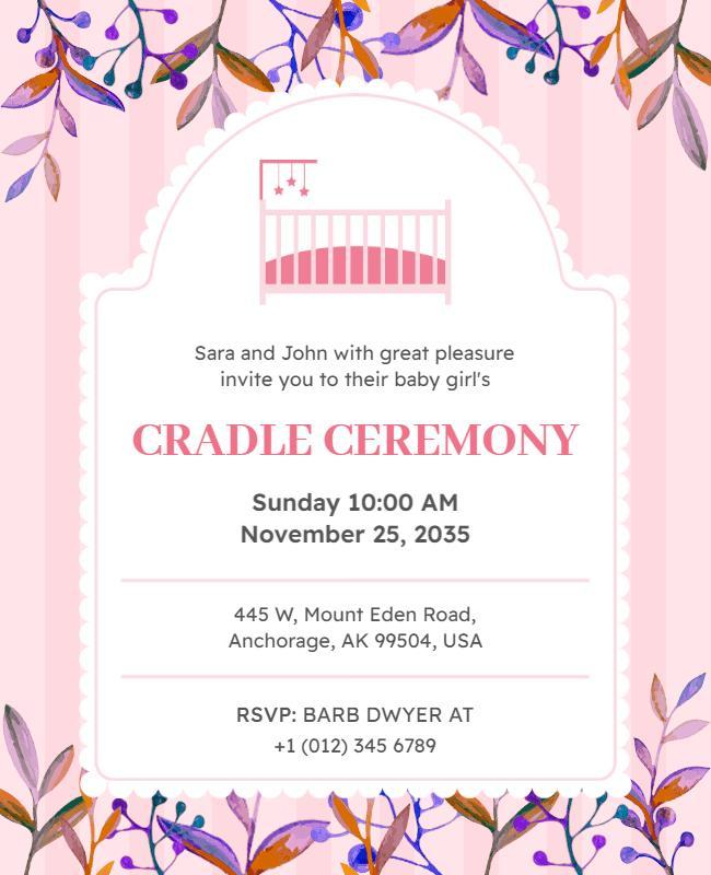 Baby Girl Cradle Ceremony Invitation Flyer Template