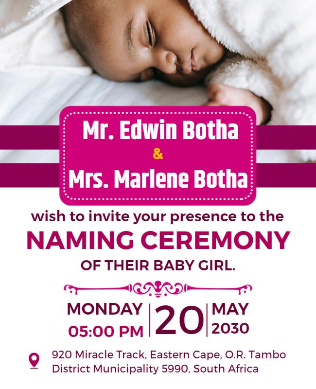 Baby Naming Ceremony Invitation Flyer Template