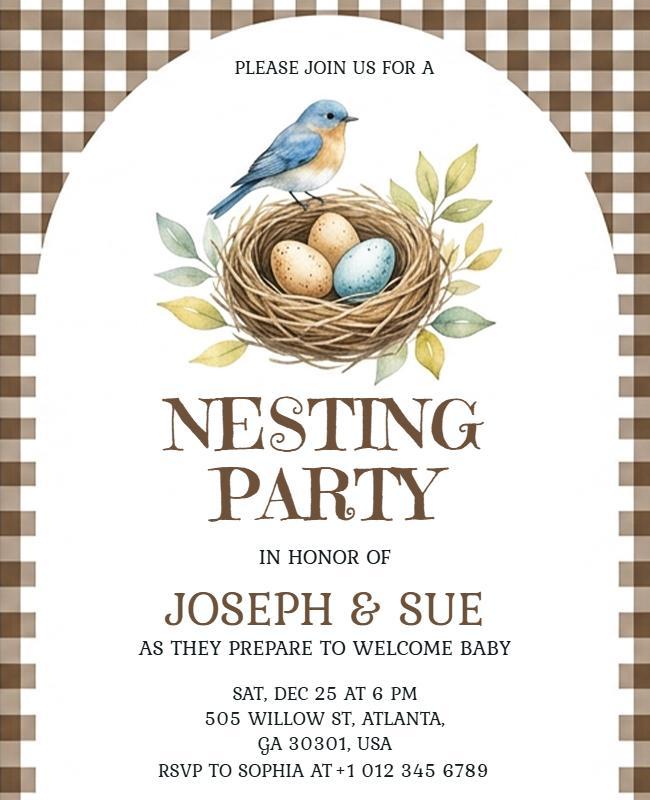 Baby Nesting Party Invitation Flyer Template