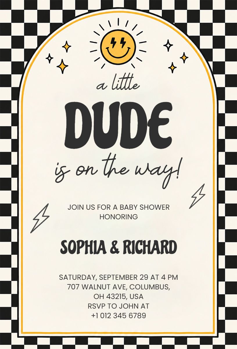 Baby Shower Celebration for Little Dude Invitation Template