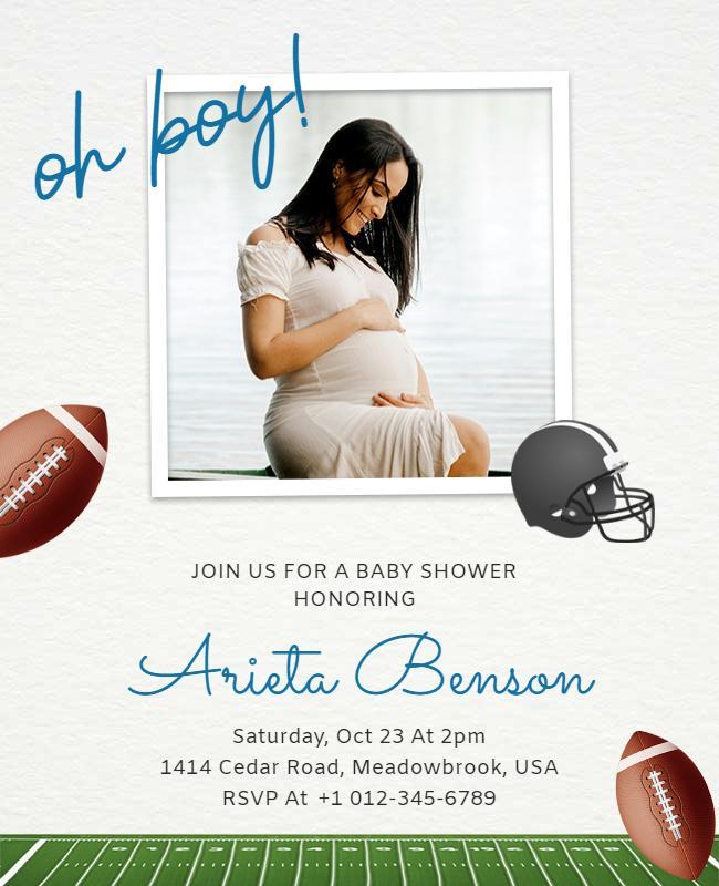 Baby Shower Football Theme Celebration Flyer Template