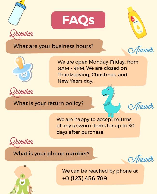 Baby Store Faqs Information Flyer Template